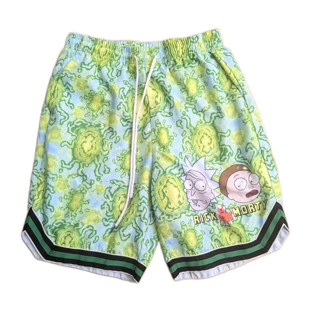 Rick and Morty Basketball Shorts Men Medium Cartoon Graphic Drawstring Waist  38